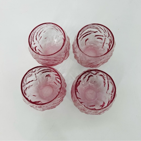 VTG Morgantown Seneca Driftwood Crinkle Pink Roly Poly Glasses Tumblers Set of 4 - Picture 4 of 17